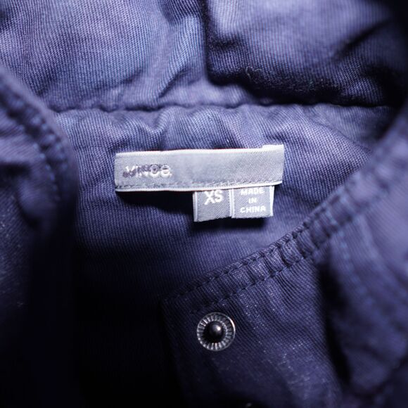 Vince Tencel Utility Jacket Navy Blue XS Hooded Adjustable Quiet Luxury - Picture 4 of 16